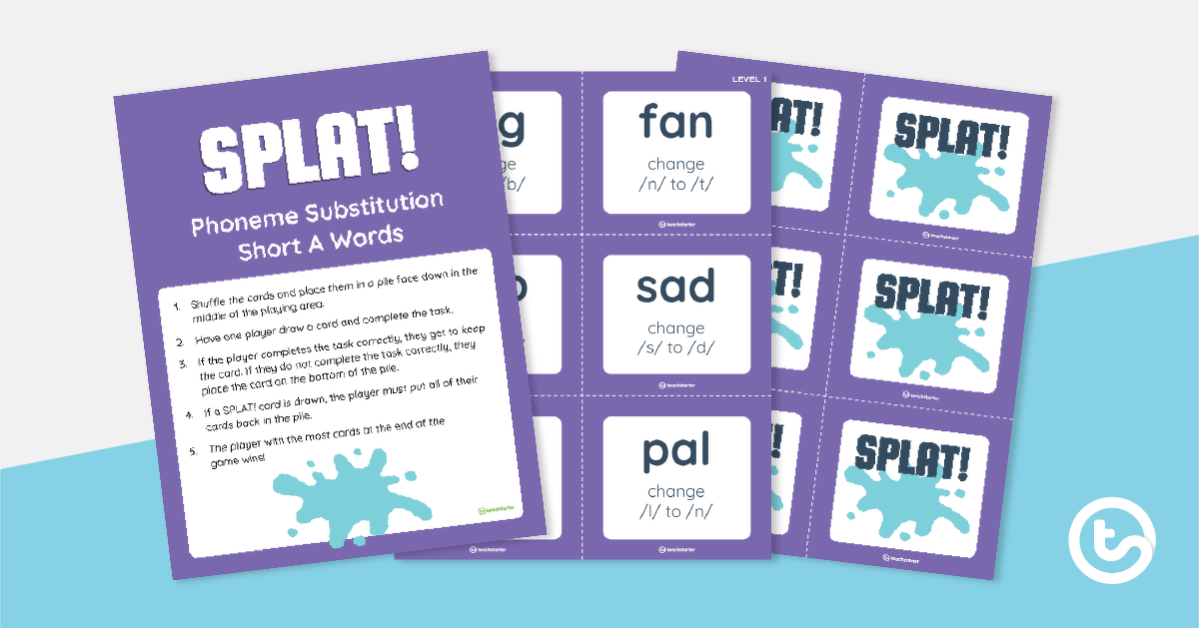 预览Splat的图像！Phoneme Substitution Game - Short A Words - teaching resource