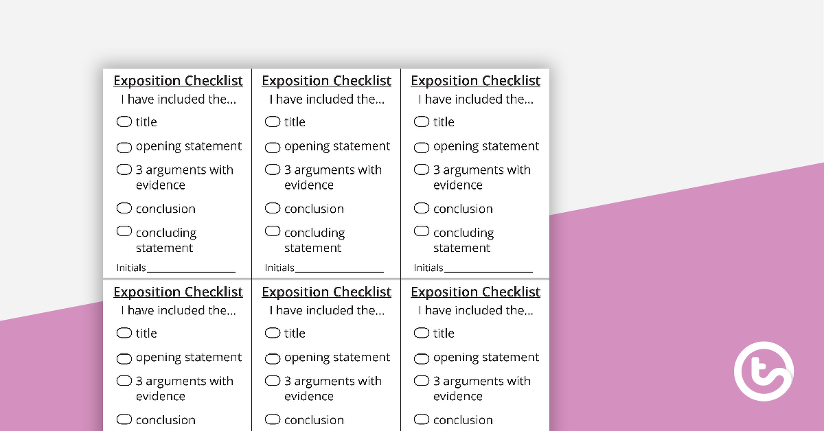 Preview image for Exposition Writing Checklist - teaching resource