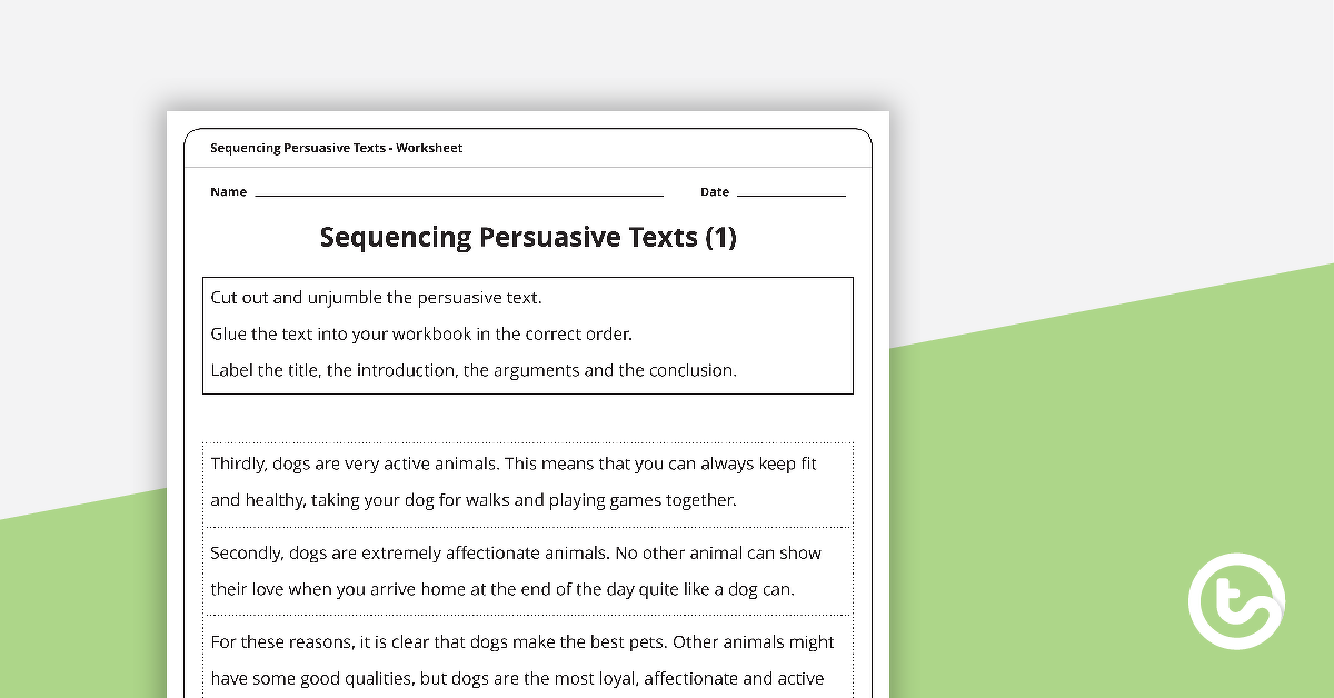 预览图像for Persuasive Texts Sequencing Activity - teaching resource