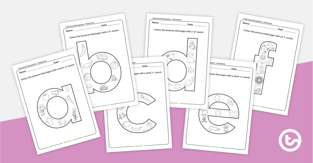 Preview image for Initial Sound Recognition Worksheets (Lower Case) – Complete Set a–z - teaching resource