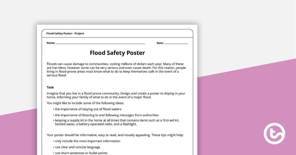 洪水安全海报活动的预览图像 - 教学资源