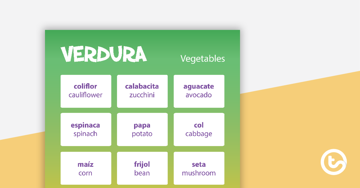Preview image for Vegetables - Spanish Language Poster - teaching resource