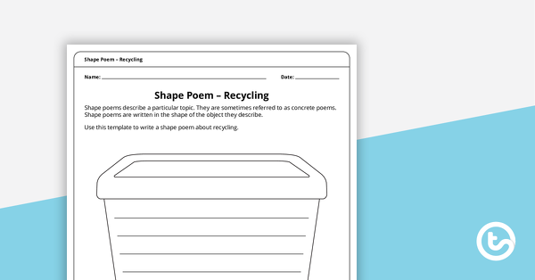 Thumbnail of Shape Poem Template – Recycling - teaching resource