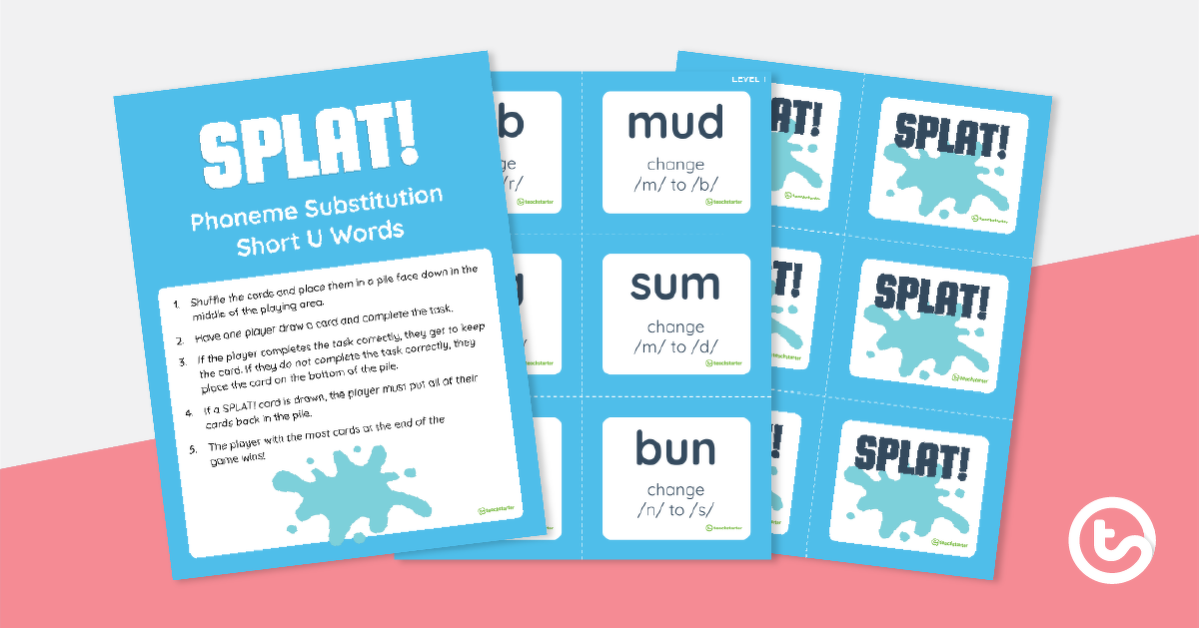 预览Splat的图像！音素替代游戏 - 简短的单词 - 教学资源