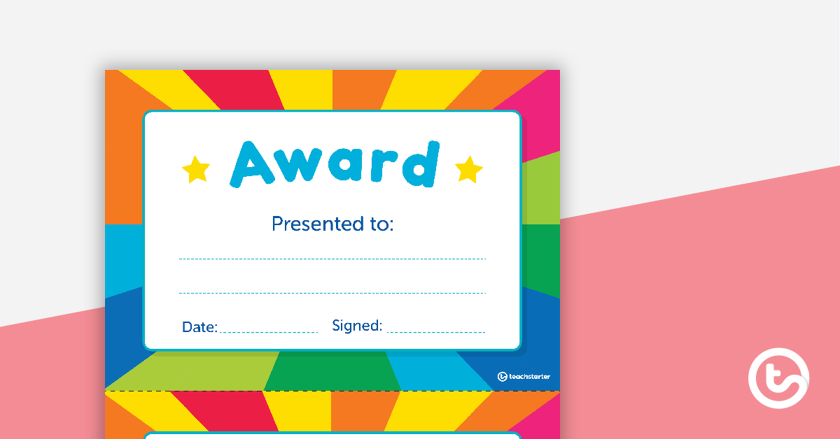 Preview image for Rainbow Starburst - Award Certificate - teaching resource