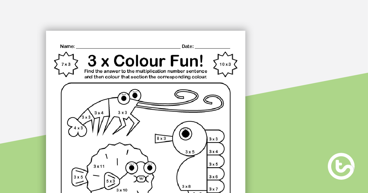 Preview image for Colour by Number - 3 x Multiplication Facts - teaching resource
