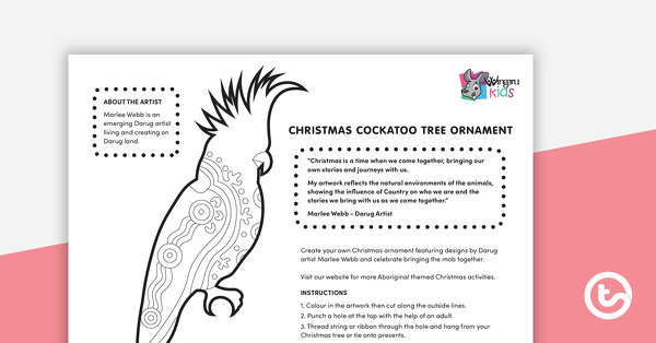 Preview image for Christmas Tree Ornament - Cockatoo - teaching resource