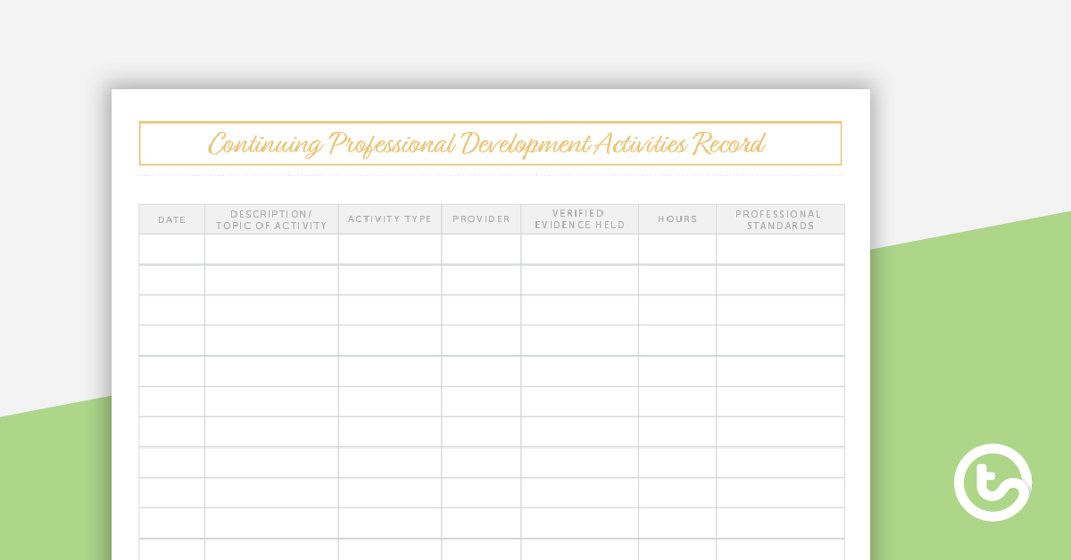 预览图像脸红花朵Printable Teacher Planner - Professional Development Activities Recording Page - teaching resource