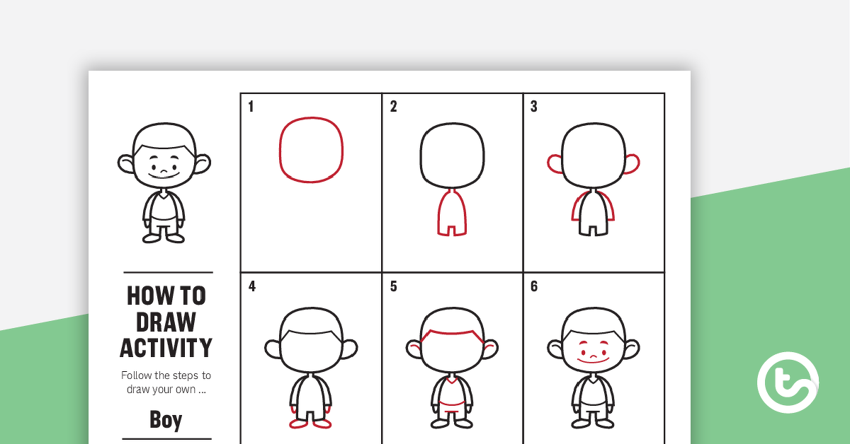 Preview image for How to Draw a Boy for Kids - Task Card - teaching resource