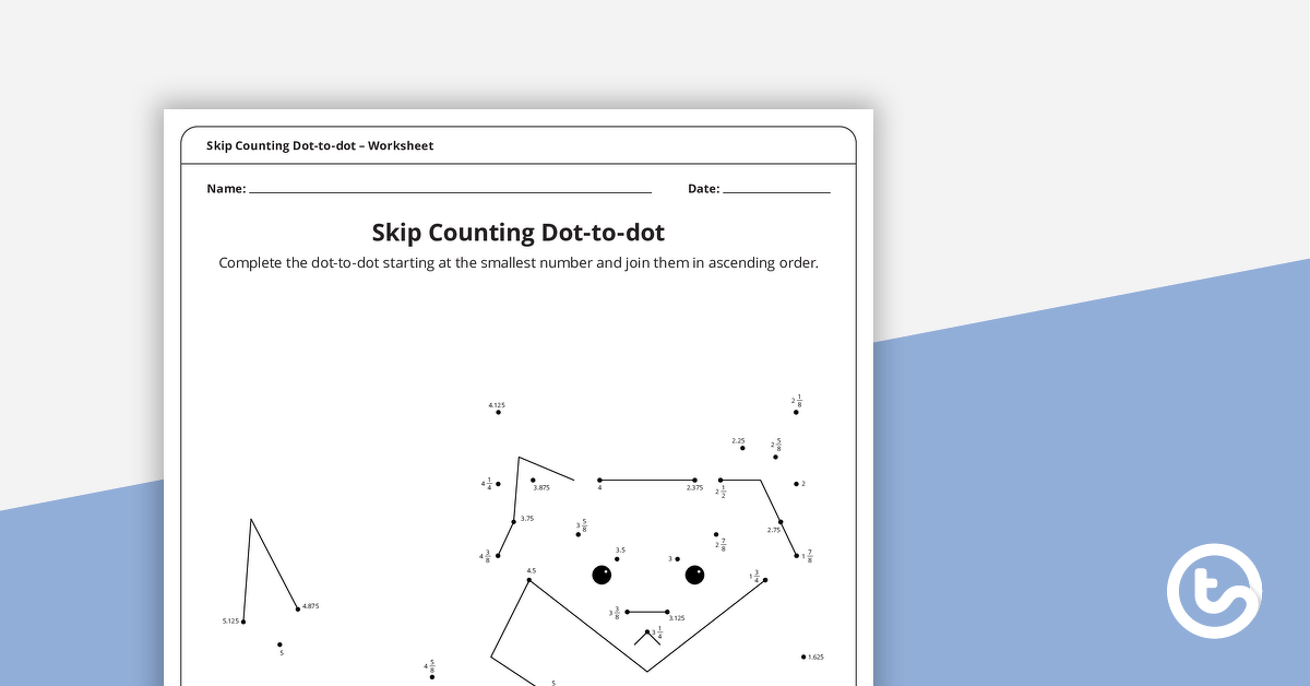 预览图像复杂Dot-to-dot——分数和小数(Cat)——工作表——教学资源