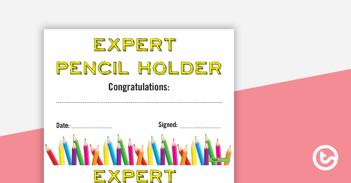 Preview image for Expert Pencil Holder Award Certificate - teaching resource
