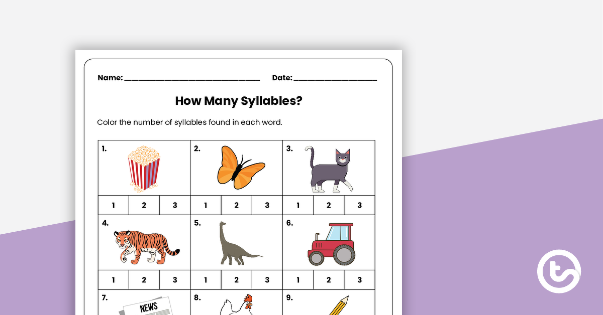 how many syllables worksheet teach starter