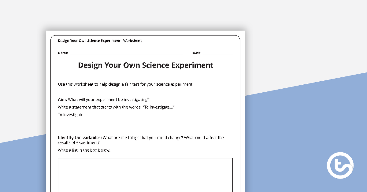 设计您自己的实验工作表的预览图像 - 教学资源