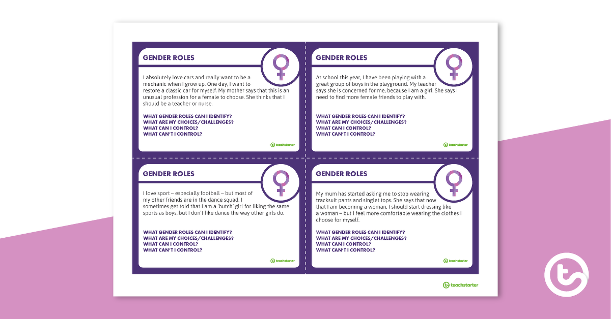 Preview image for International Women's Day Gender Roles - Task Cards - teaching resource