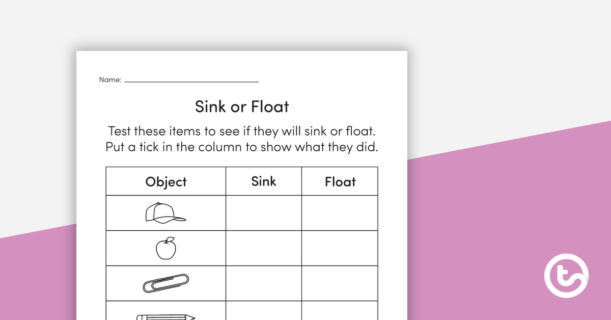 Image of Sink or Float Investigation Worksheet – Recording Results