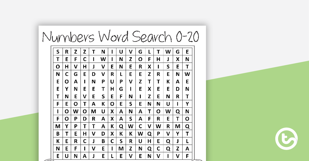 Preview image for Numbers and Words 0-20 Word Search with Solution - teaching resource