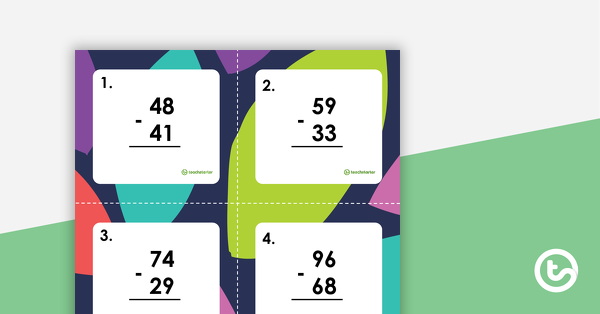Preview image for Subtracting 2-Digit Numbers Task Cards - teaching resource