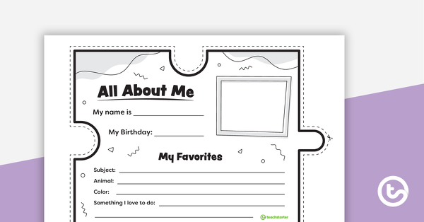 Thumbnail of All About Me Puzzle Piece - teaching resource