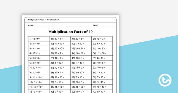 Preview image for Multiplication and Division Speed Drill Worksheets – Facts of 10 - teaching resource