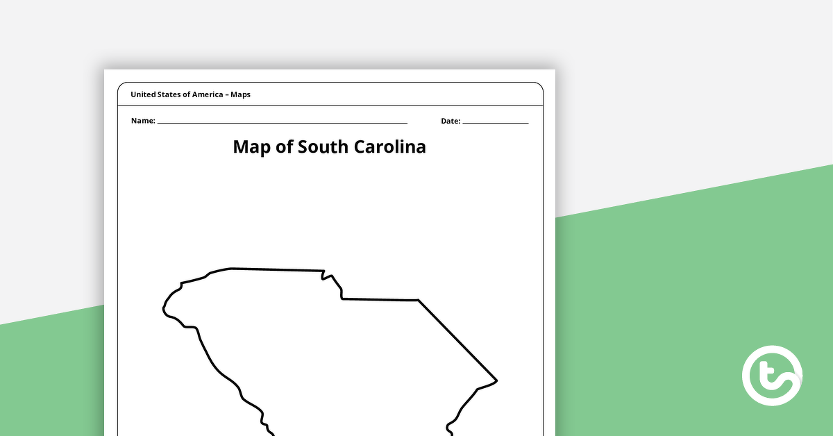 为南卡罗来纳州模板地图预览图像-教学资源