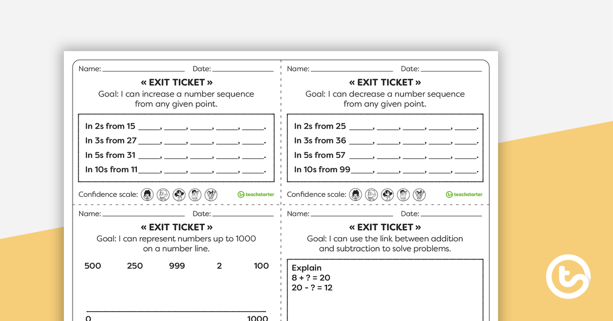 Preview image for Year 2 Numeracy Exit Tickets – Worksheets - teaching resource