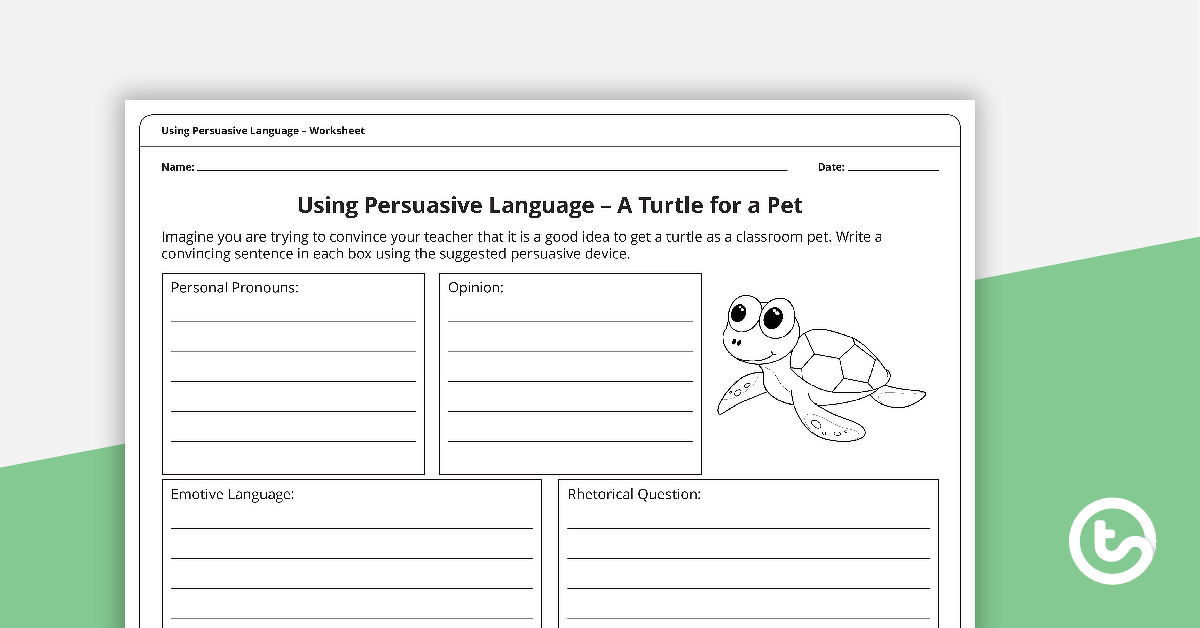 预览图像使用有说服力语言 - 一种宠物教学资源的乌龟