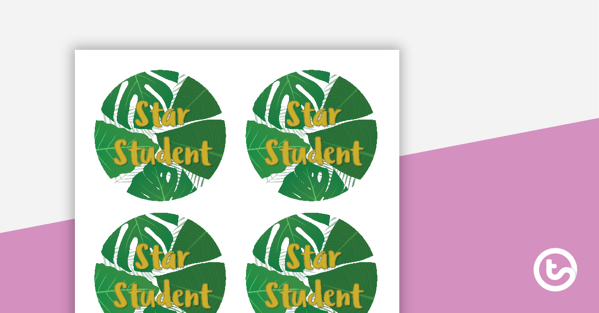 Preview image for Lush Leaves White - Star Student Badges - teaching resource