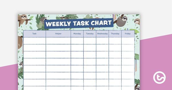 Preview image for Sloths – Weekly Task Chart - teaching resource