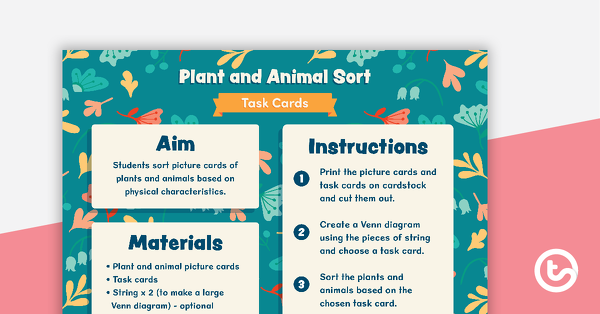 预览我age for Plant and Animal Sort – Task Cards - teaching resource