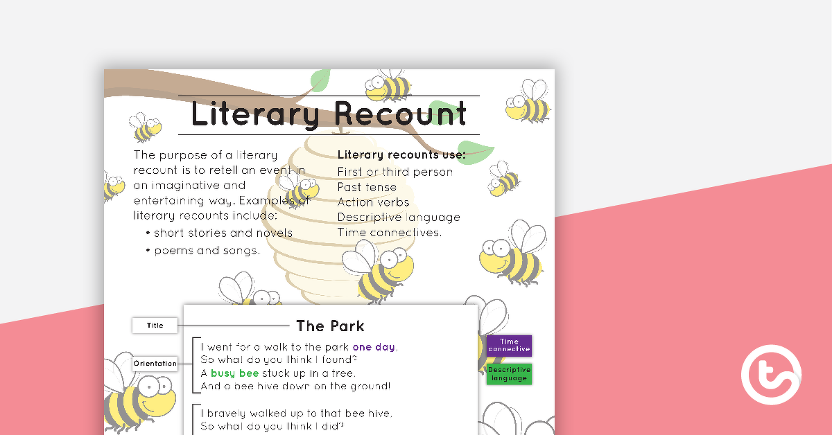 literary recount text type poster with annotations teach starter