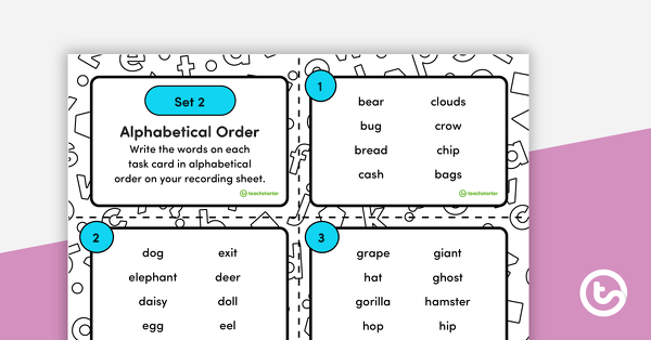 Preview image for Alphabetical Order Task Cards – Set 2 - teaching resource