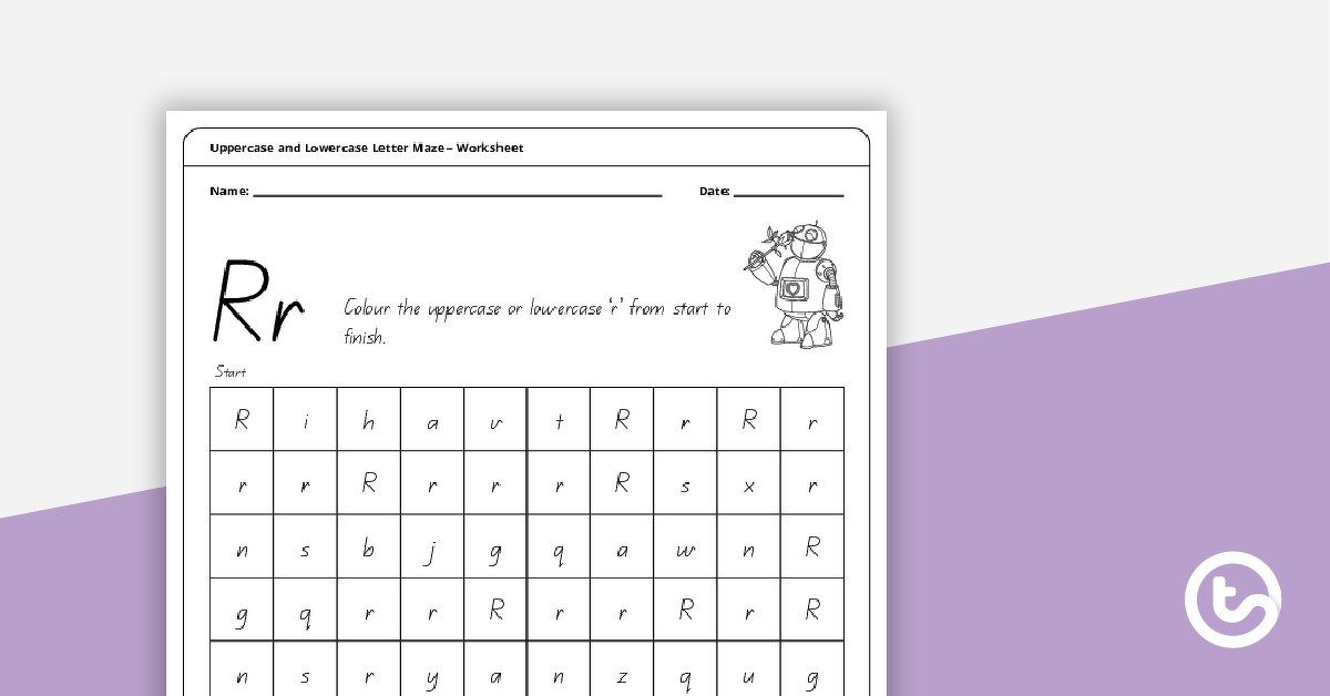 Preview image for Uppercase and Lowercase Letter Maze - 'Rr' - teaching resource