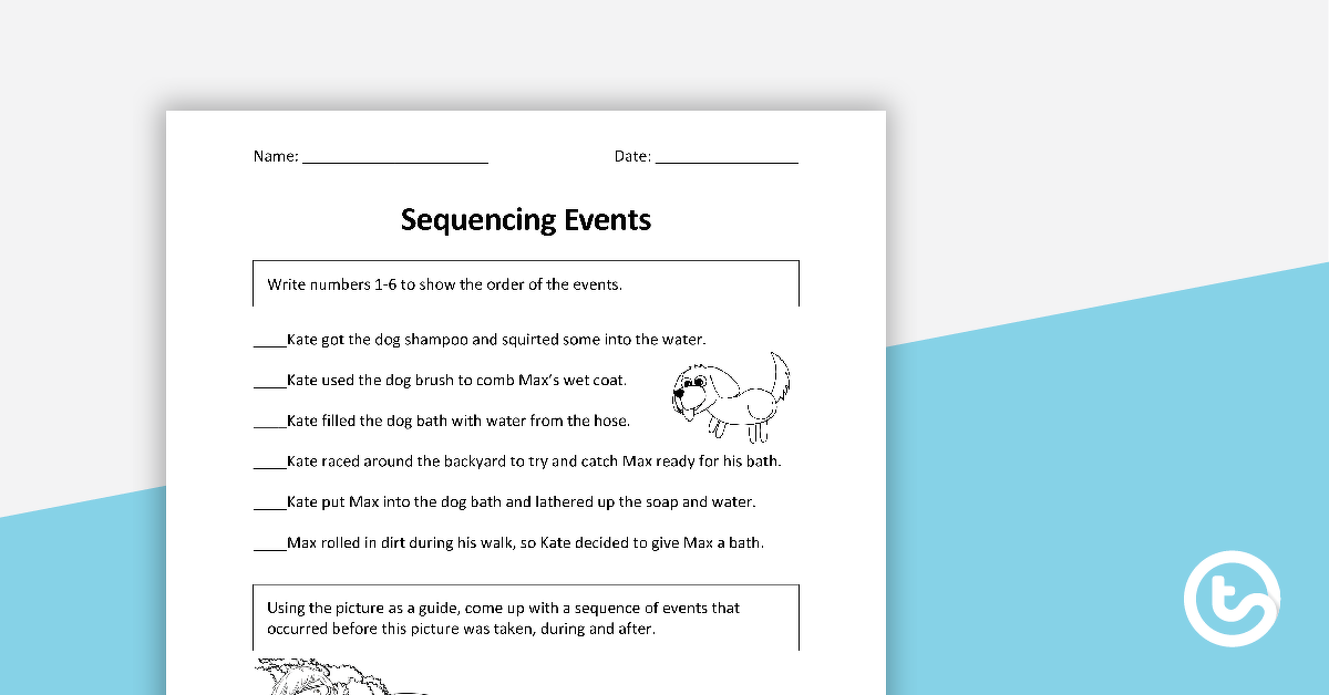 sequencing events worksheet teach starter
