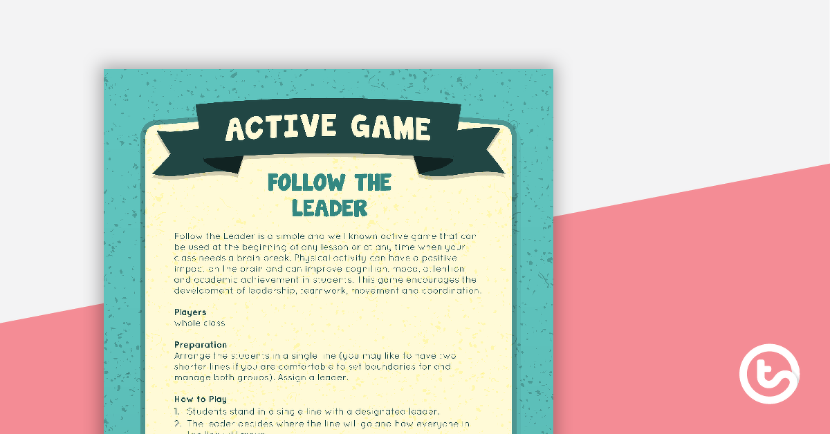 预览图像追随领导者活跃的游戏——教学资源