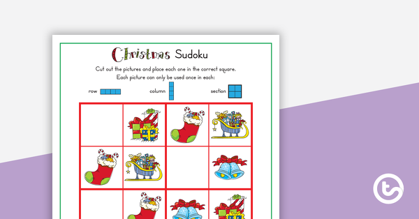 3 x图片的预览图像Sudoku难题 - 圣诞节 - 教学资源