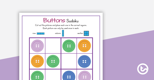 Preview image for 3 x Picture Sudoku Puzzles - Buttons - teaching resource