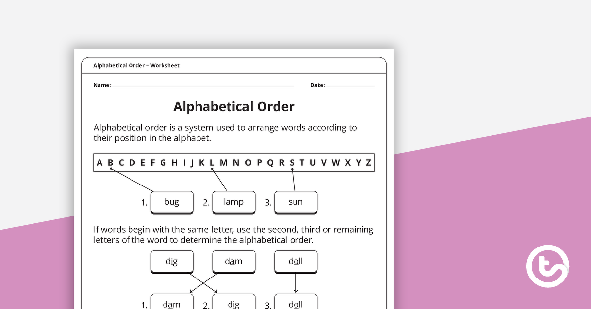 Preview image for Alphabetical Order – Worksheet - teaching resource