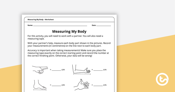 测量我的身体的缩略图 - 工作表 - 教学资源