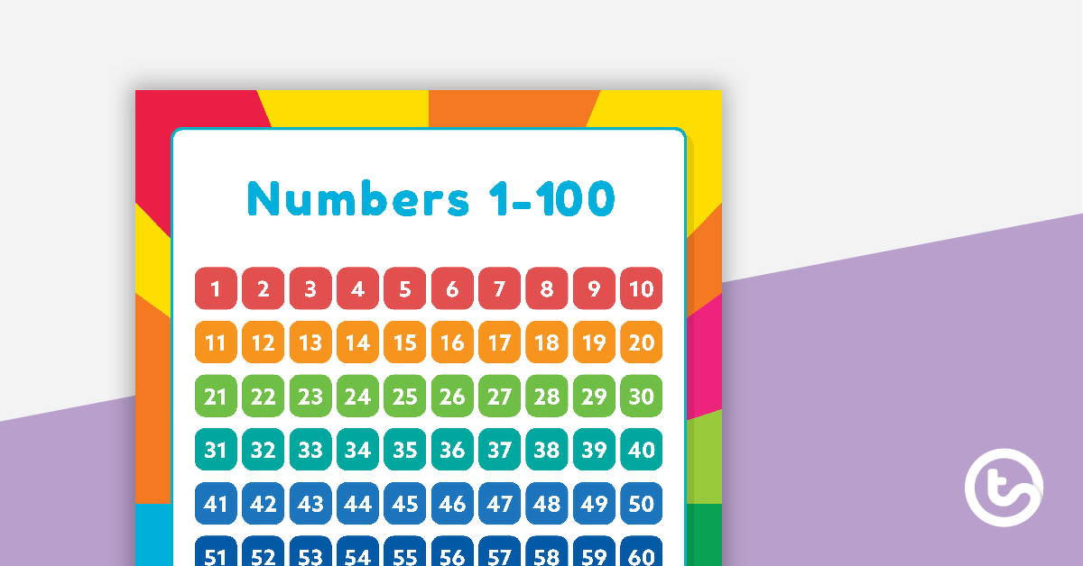 Preview image for Rainbow Starburst - Numbers 1 to 100 Chart - teaching resource