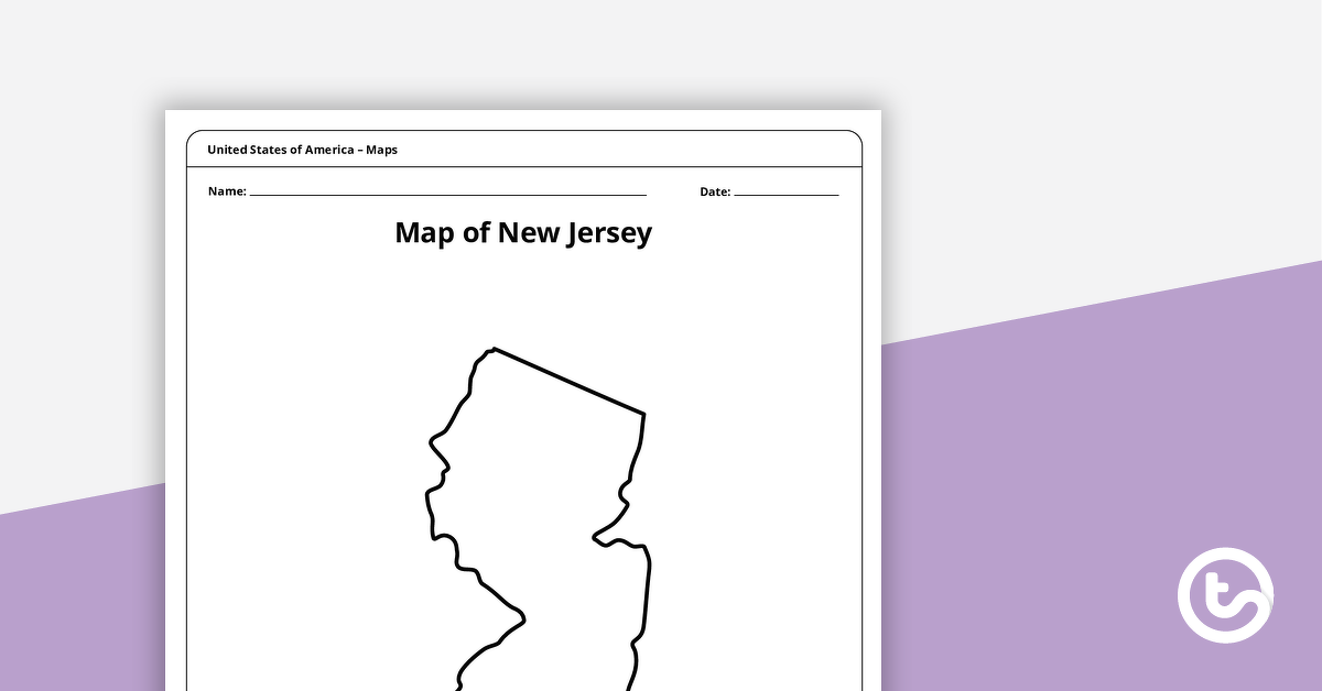 为新泽西州模板地图的预览图像-教学资源