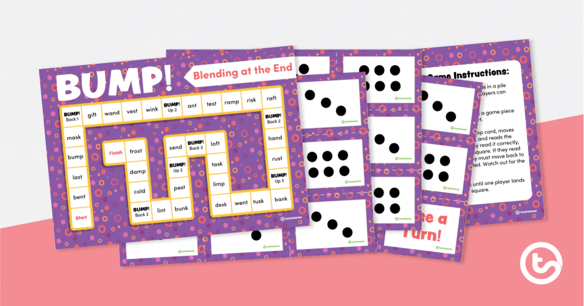 Preview image for Bump! Blending at the End of a Word - Board Game - teaching resource