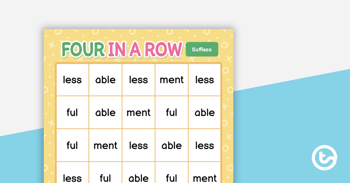 Preview image for Four In A Row Game - Suffixes - teaching resource