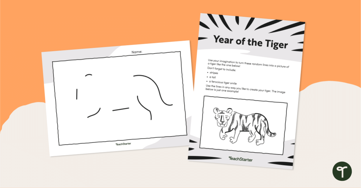 老虎绘画活动的预览图像 - 农历新年 - 教学资源