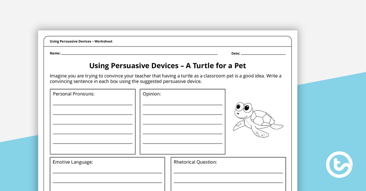 Preview image for Using Persuasive Devices – A Turtle for a Pet - teaching resource