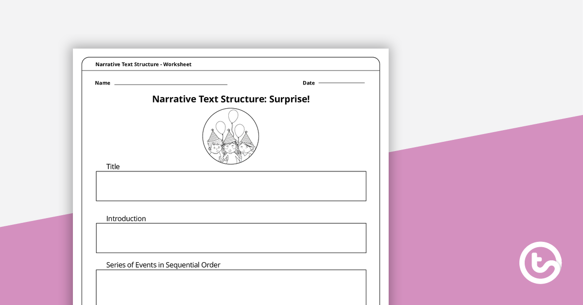 Image of Surprise! - Narrative Text Structure Worksheet