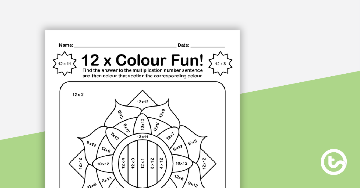 Preview image for Colour by Number - 12 x Multiplication Facts - teaching resource