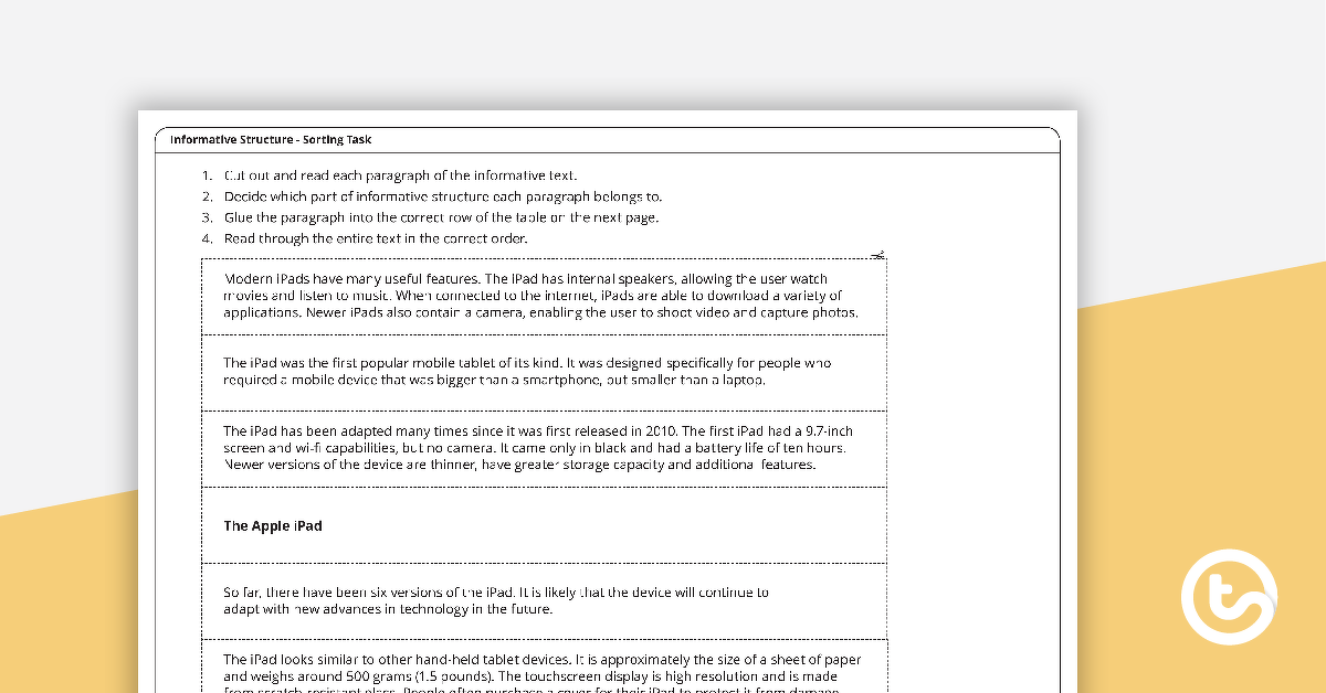 预览图像信息文本结构排序任务-苹果iPad -教学资源