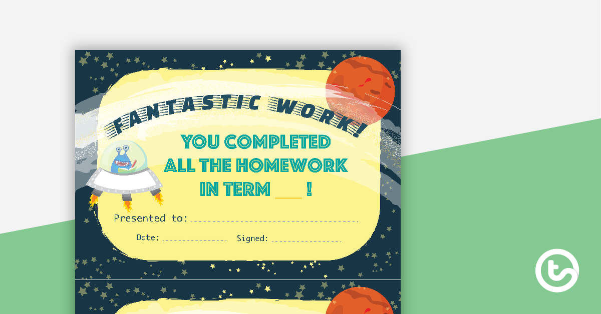 Preview image for Homework Certificates - teaching resource