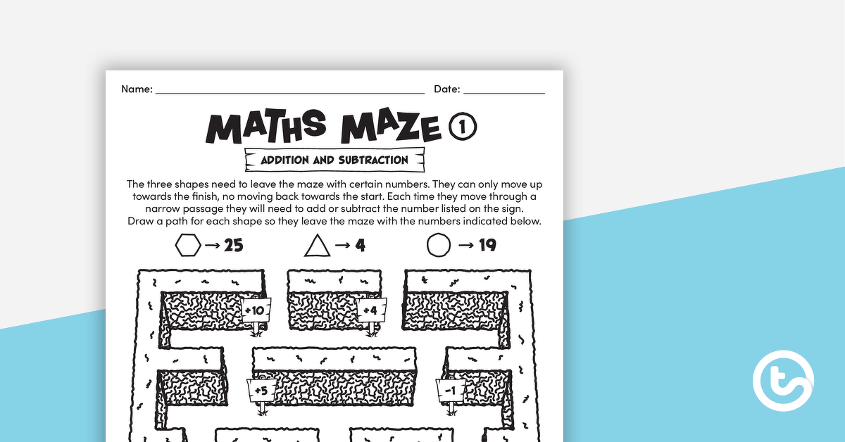 预览图像数学迷宫(加法和减法)——教学资源