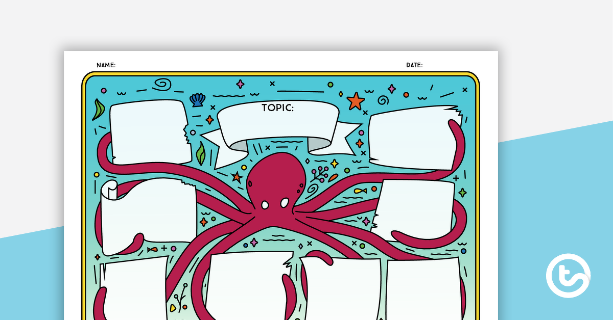 思维导图模板预览图像——章鱼——教学资源